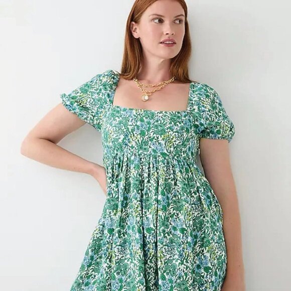 J. Crew Valletta Paisley Linen-Cupro Green Mini Dress Size 12 - 41229 - Picture 2 of 15